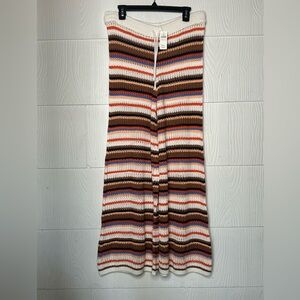 aerie Striped Knit Wide-Leg Jeans in Ivory, Brown, Blue, Rust